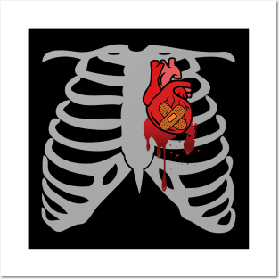 Halloween Costume Ribcage Bleeding Heart Funny Spooky Scary Skeleton Gift Posters and Art